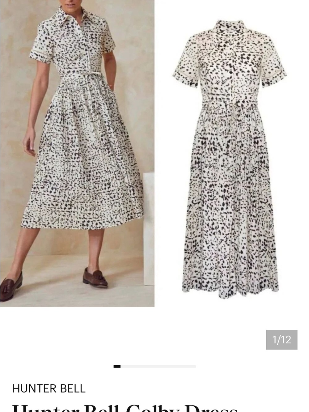 HUNTER BELL Colby 6 leopard cheetah animal print Speckle Midi Shirt Dress